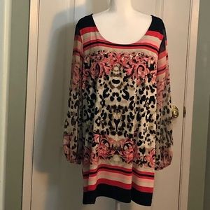 Flattering floral & animal print blouse.